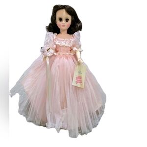 Vintage Madame Alexander "Elise" Bridesmaid #1655 Pink Brunette Doll on Stand